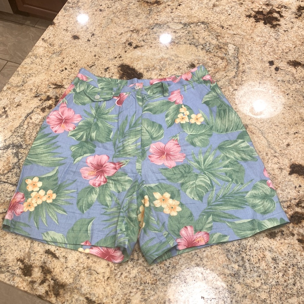 Vintage Lauren Ralph Lauren Tropical Print Linen Shorts